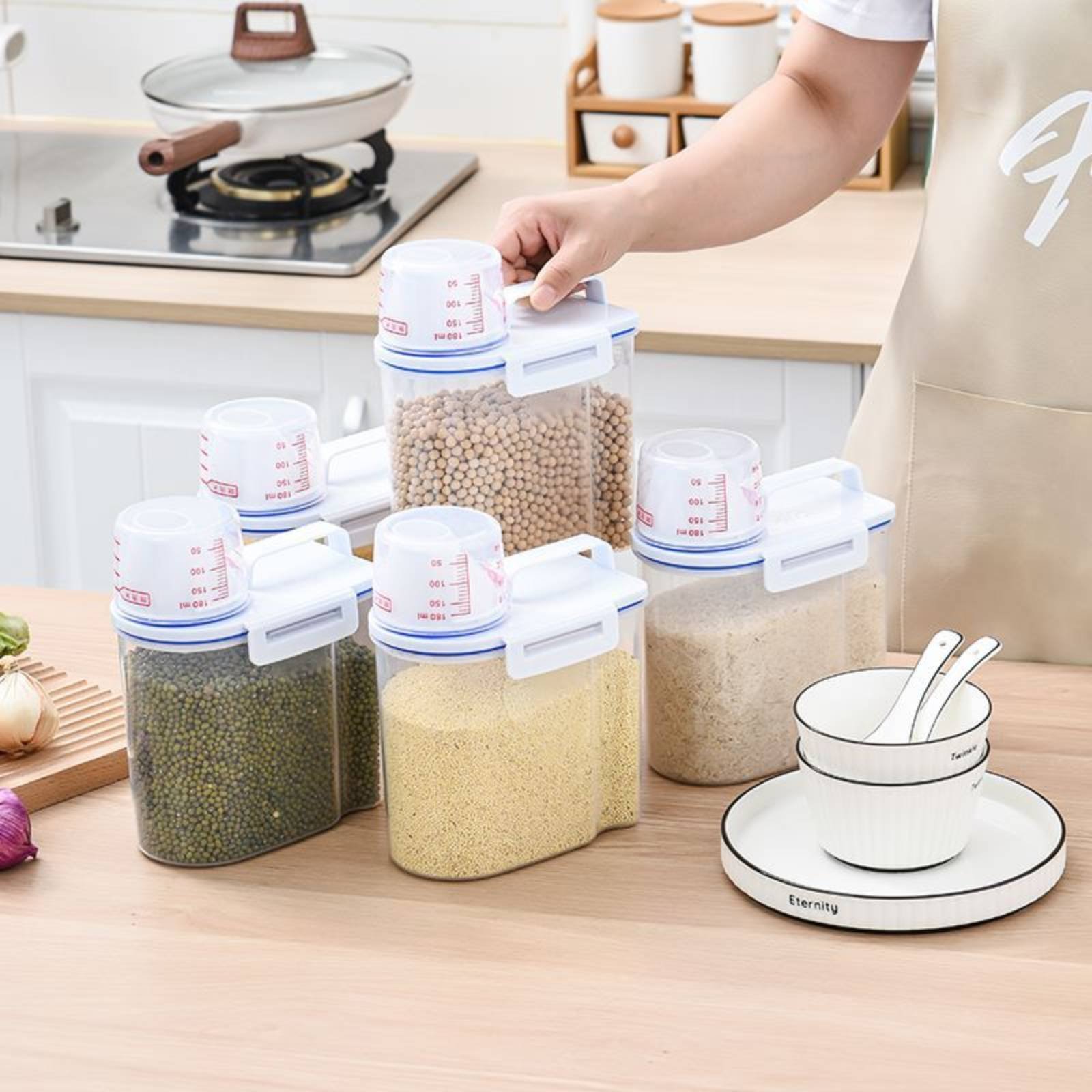 Food Storage Organizer - Contenitore per Riso Sicuro con Dosatore
