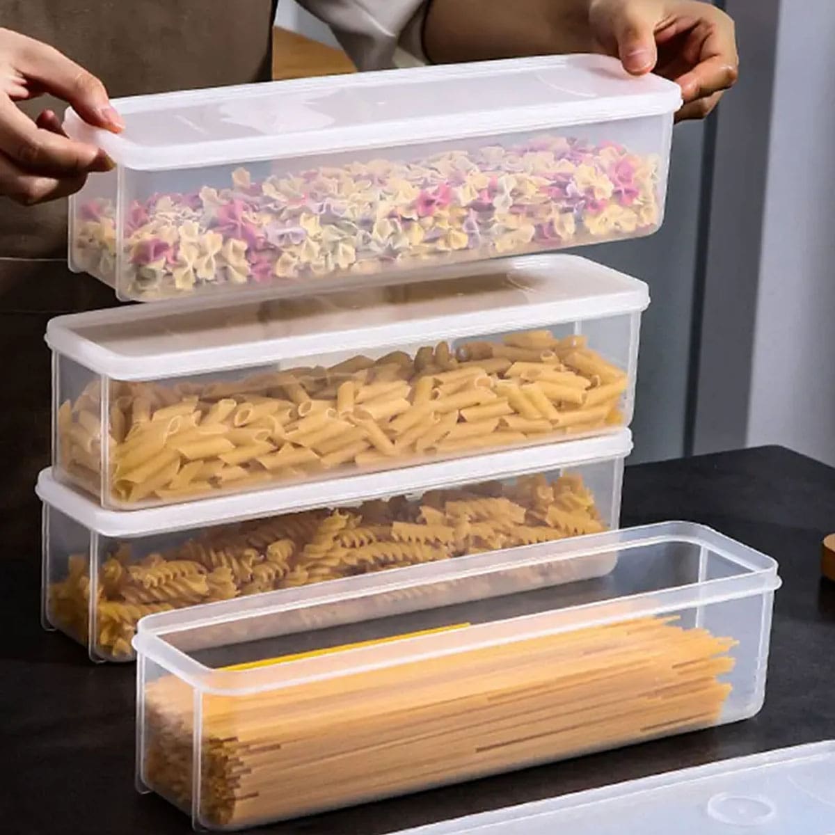 Food Storage Quart - 1 scatola portaoggetti in plastica trasparente,